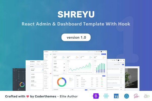Shreyu – React Admin & Dashboard Template Shreyu is a fully featured premium admin and dashboard template, built using Bootstrap 5.1.3 & React