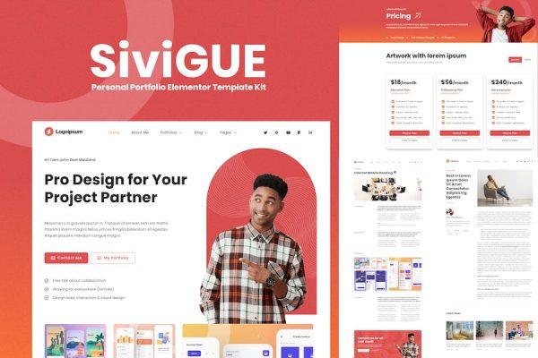 SiviGUE – Personal Portfolio Elementor Template Kit