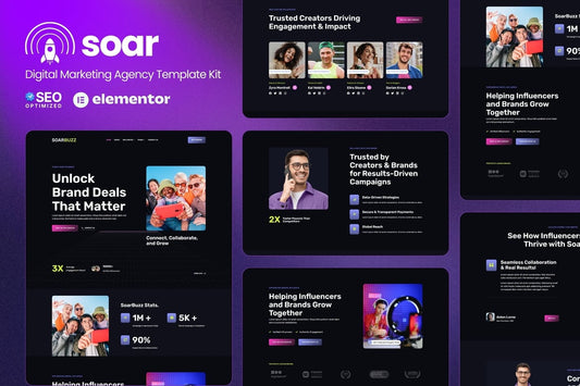 SoarBuzz – Influencer Agency Elementor Template Kit
