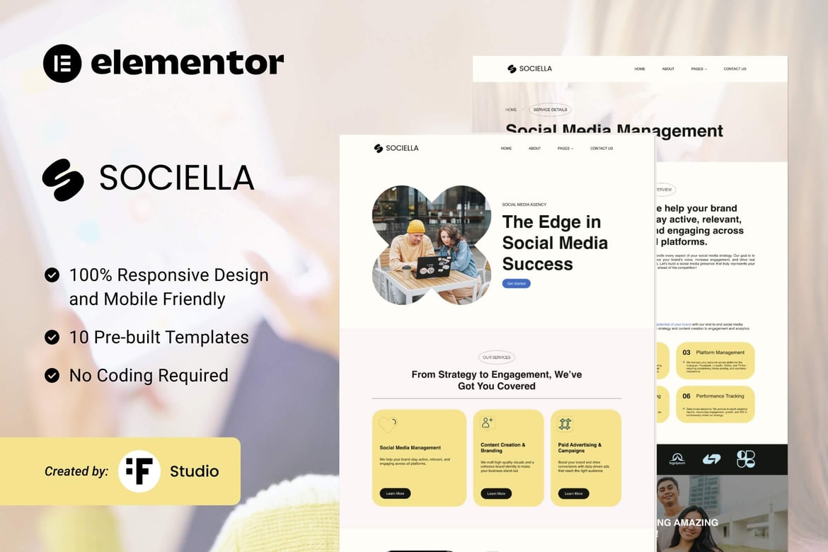 Sociella – Modern Elementor Template Kit for Social Media Agencies