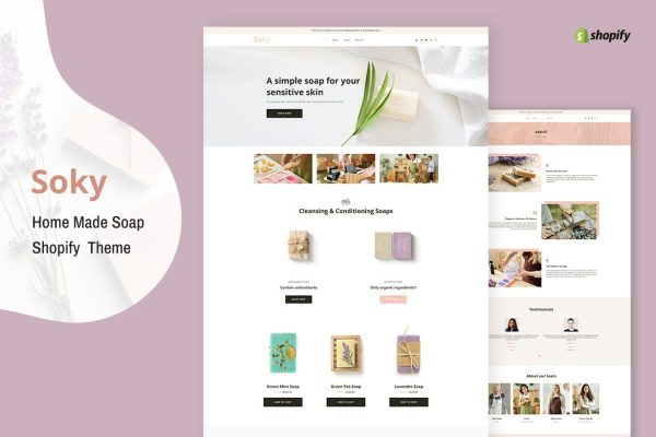 Soky - Handmade Soap, Organic Shopify Theme Personal care, Wellness and Cosmetics eCommerce Template. Cutomizable Minimal, Multipurpose Shopify.