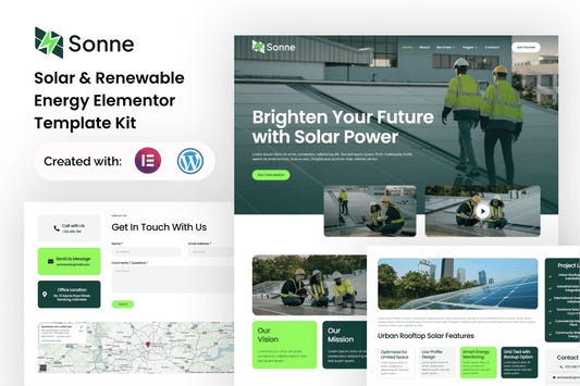 Sonne – Solar & Renewable Energy Elementor Template Kit