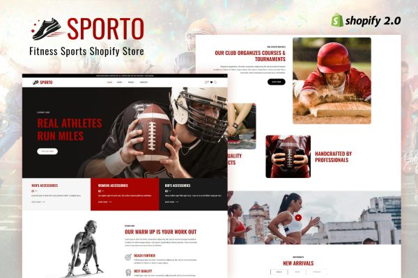 Sporto - Fitness Sports Shopify Store Sporto E-commerce Theme, Dropshipping, Retail, Fitness centre, Fashion online sports, Gym equipments