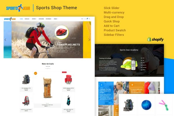 Sports Gear - Sports Shop Shopify Theme Sports, Adventure & Outdoor Shopify Theme. Sectioned, Drag & Drop, Easy to Customize Friendly Theme.