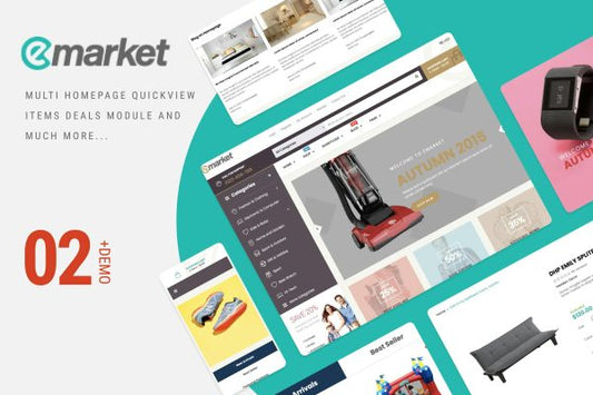 ST Emarket Shopify Theme Drag & Drop Shopify Theme Sections, Multiple layout header, footer, content
