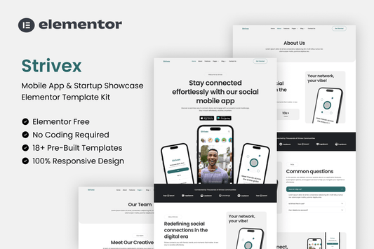 Strivex – Mobile App & Startup Showcase Elementor Template Kit