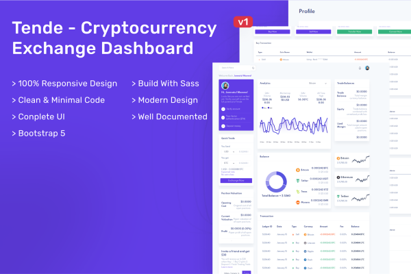 Tende – Cryptocurrency Exchange Dashboard Tende – Cryptocurrency Exchange Dashboard