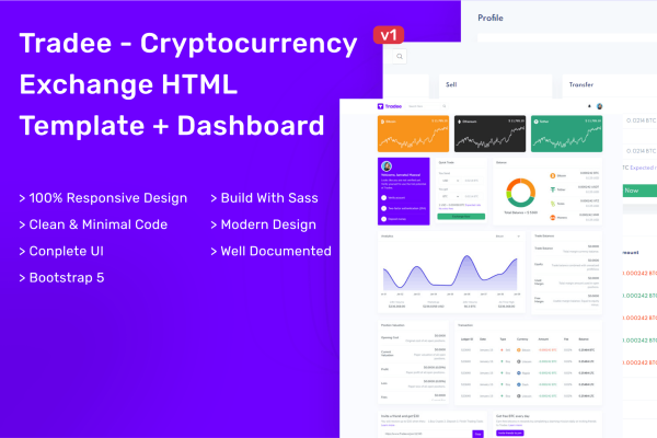 Tradee – Cryptocurrency Exchange Template Tradee – Cryptocurrency Exchange HTML Template + Dashboard