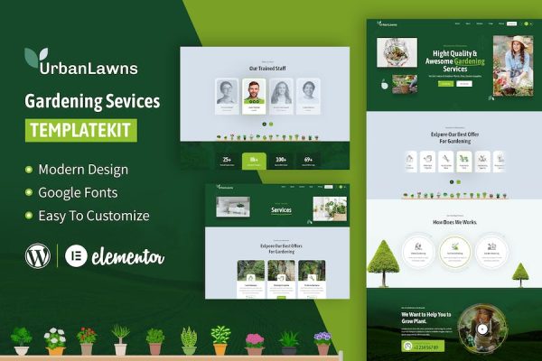 Urban Lawns – Gardening Elementor Template Kit