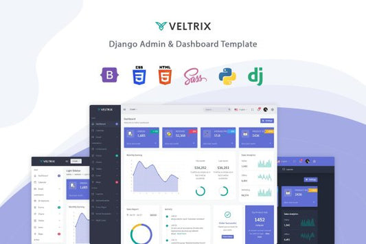Veltrix – Django Admin & Dashboard Template Veltrix is a fully featured premium admin dashboard template in Python Django.