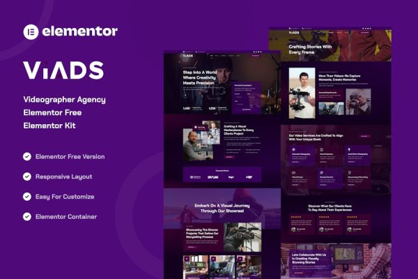 Viads – Videographer Agency Elementor Template Kit