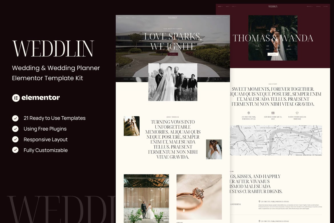 Weddlin – Wedding & Wedding Planner Elementor Template Kit