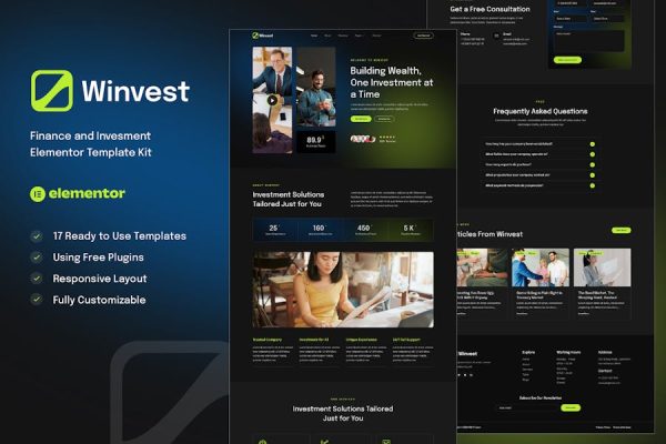 Winvest – Finance & Investment Elementor Template Kit