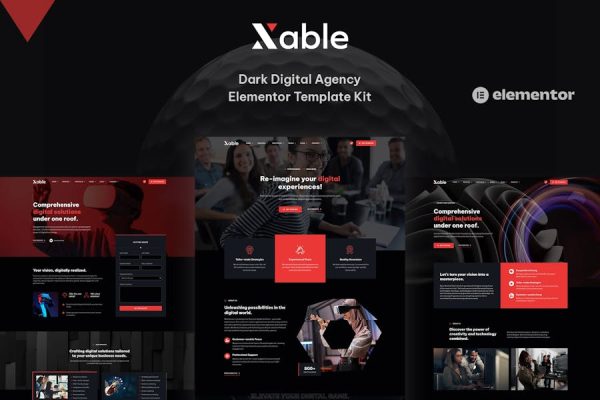 Xable – Dark Digital Agency Elementor Pro Template Kit