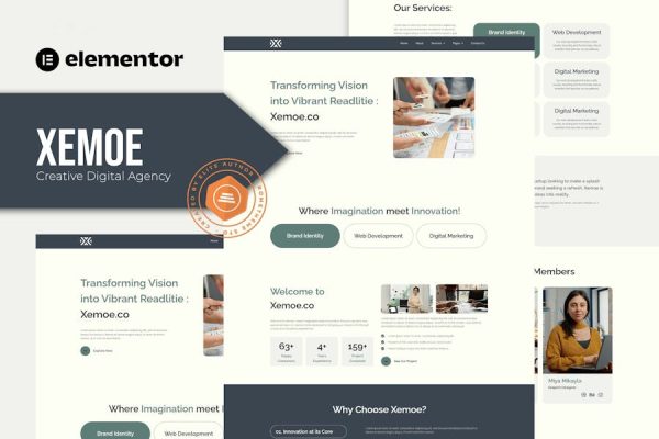 Xemoe – Digital Creative Agency Elementor Template Kit