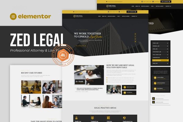 Zed Legal – Professional Attorney & Law Firm Elementor Template Kit
