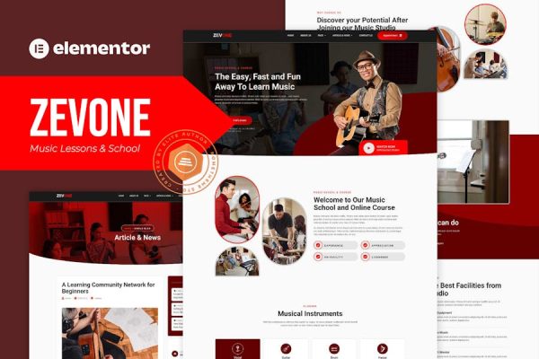 Zevone – Music Lessons & School Elementor Template Kit