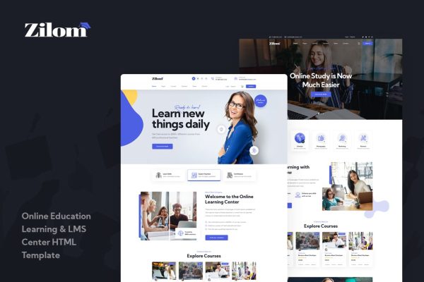 Zilom – Online Education Learning HTML Template perfect for any school, university, college, academy, tuition center, language, elearning