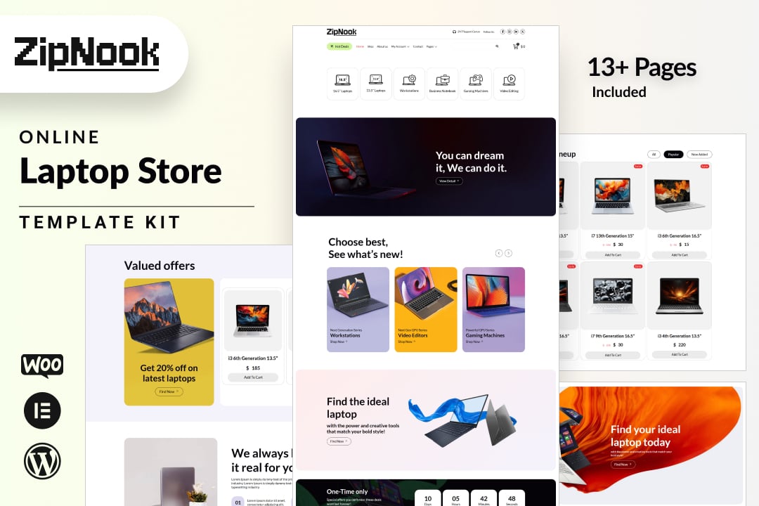 Zipnook – Woocommerce Laptop Store Elementor Pro Template Kit