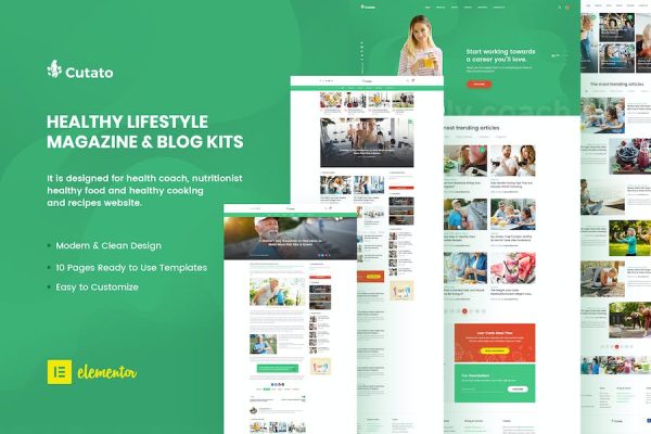 Cutato – Healthy Lifestyle Magazine & Blog Elementor Template Kit