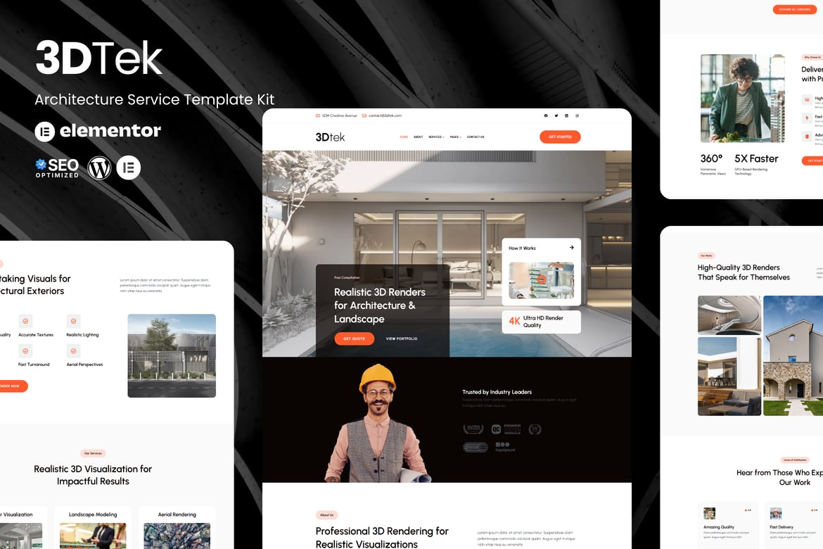 3DTek – 3D Render Service for Architecture & Landscape Elementor Kit