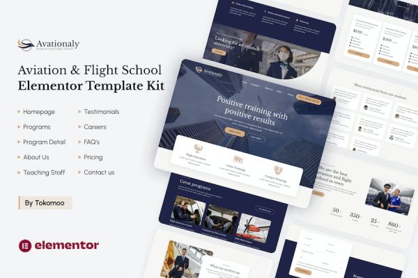 Aviationaly – Aviation & Flight School Elementor Template Kit