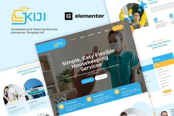 Kiji – Houskeeping & Cleaning Services Elementor Template Kit
