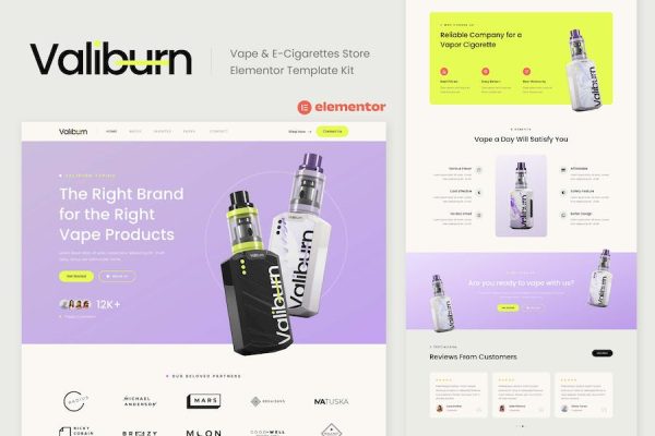 Valiburn – Vape & E-Cigarettes Store Elementor Template Kit