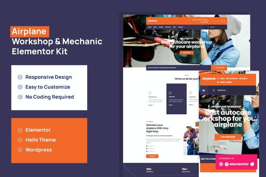 Airplane – Mechanic Workshop Elementor Template Kit