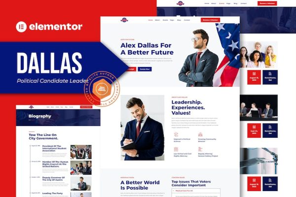 Dallas – Political Candidate Leader Elementor Teamplate Kit