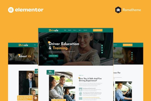Drivale – Driving School Elementor Pro Full Site Template Kit