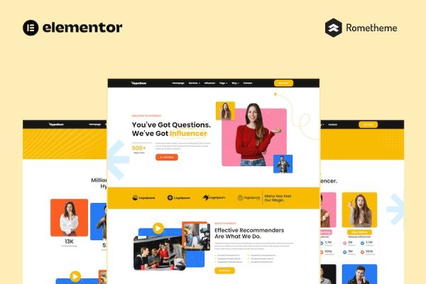 Hypebeat – Influencer Marketing Agency Elementor Pro Full Site Template Kit