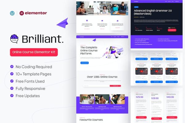 Brilliant – Online Course Elementor Pro Template Kit