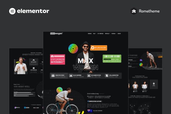 MAX – Content Creator Elementor Pro Full Site Template Kit