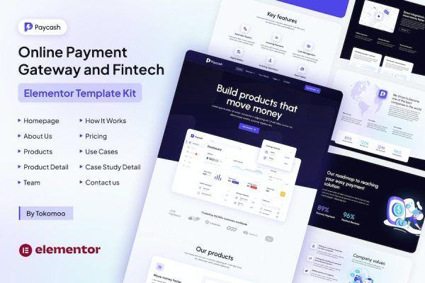 Paycash – Online Payment Gateway & Fintech Elementor Template Kit