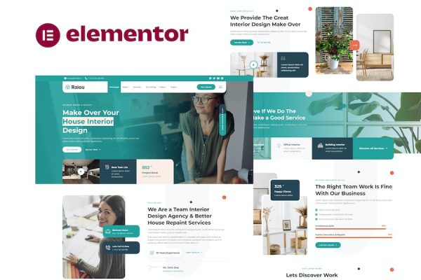 Raiou – Home Interior Design Elementor Template Kit