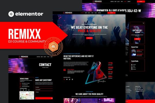 Remixx – Dj Course & Community Elementor Template Kit