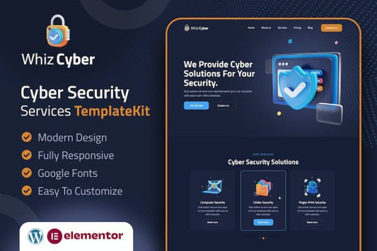 WhizCyber – Cyber Security Elementor Template Kit