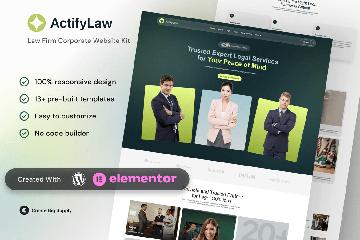 ActifyLaw – Law Firm Corporate Elementor Template Kit