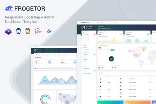 Admin – Admin Dashboard Template Frogetor Frogetor is a Bootstrap 4 admin dashboard, It is fully responsive and included awesome features.