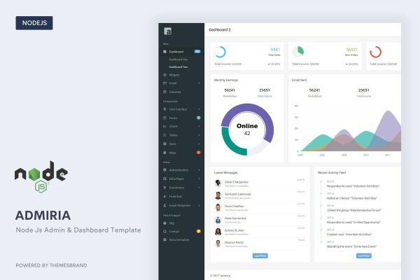 Admiria – Node Js Admin & Dashboard Template Admiria Node js ( EJS – embedded js ) is a bootstrap 5 beta-2 based fully responsive admin template.