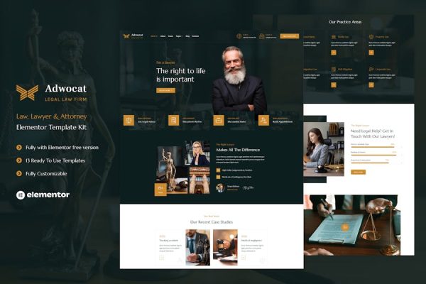 Adwocat – Law Firm & Attorney Elementor Template Kit