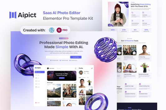 Aipict – Saas AI Photo Editor Website Elementor Pro Template Kit
