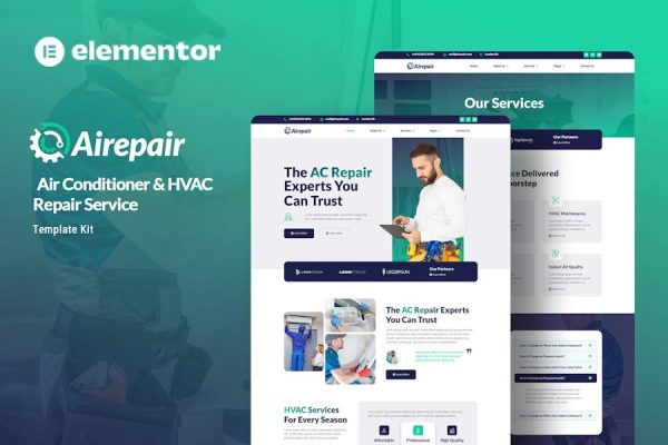 Airepair – Air Conditioner Repair Service Elementor Template Kit