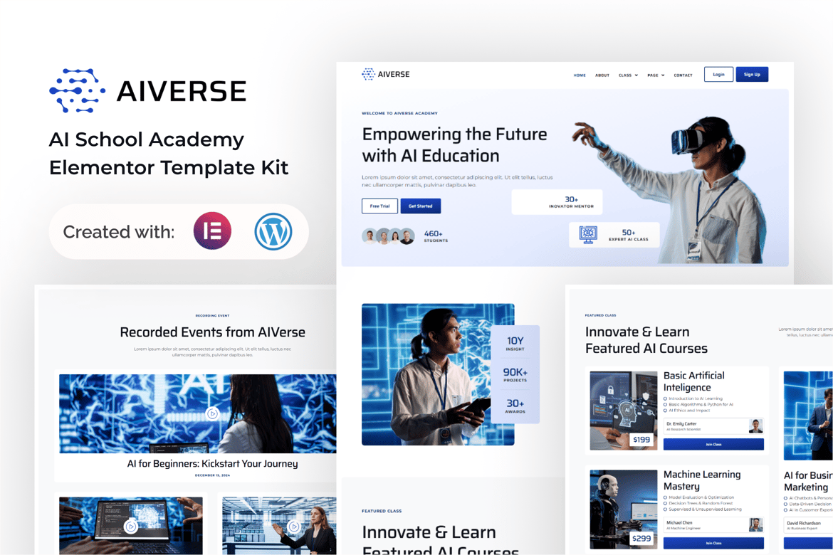 AIVerse – AI School Academy Elementor Template Kit