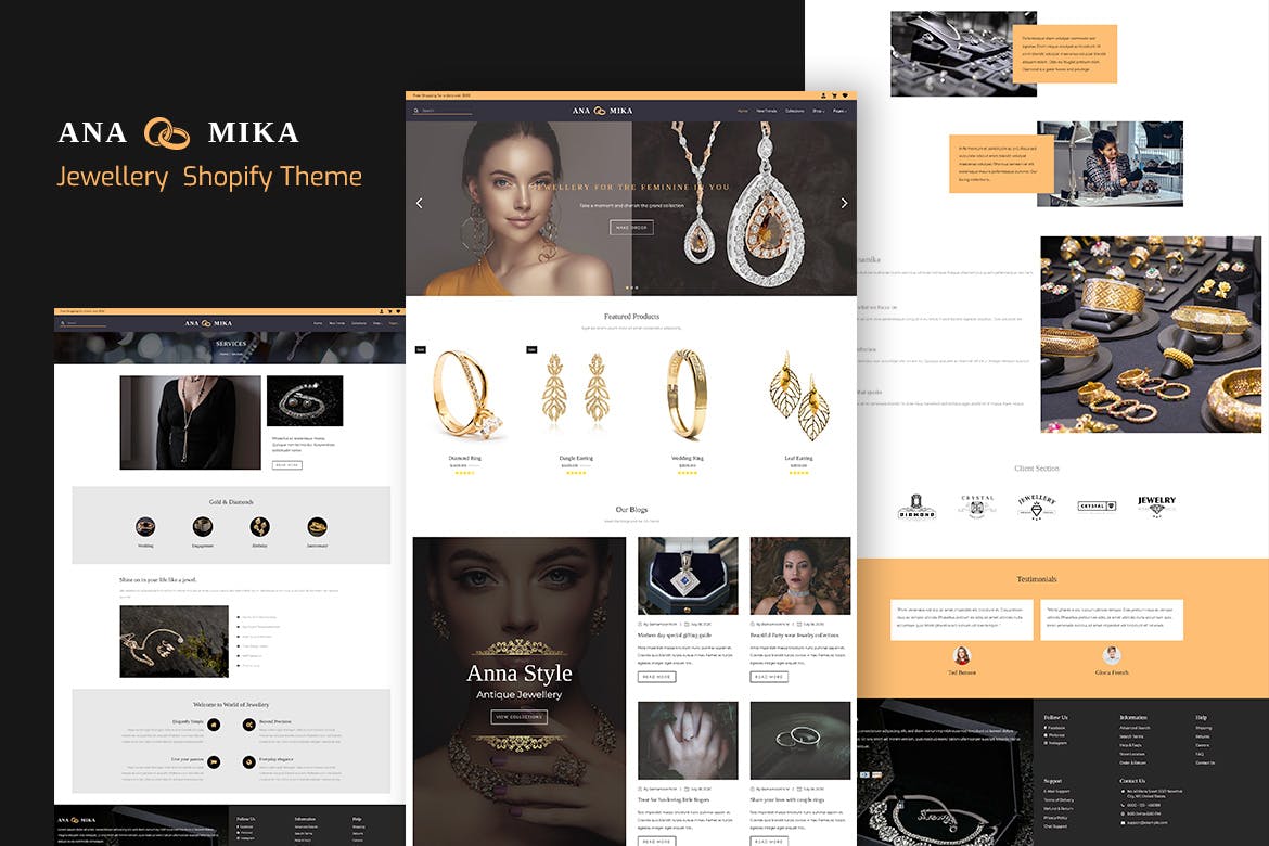 Anamika - Jewelry Fashion Shopify eCom Template Luxury Jewelry Store, Premium Watches, Gifts, Fashion, Lifestyle Produts eCommerce Shopify Theme