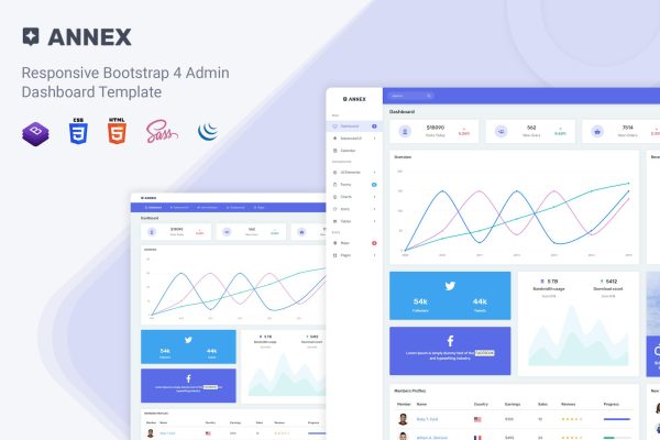 Annex – Admin Dashboard Template Annex is a Bootstrap 4 admin dashboard, It is fully responsive and included awesome features.