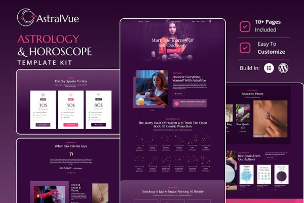 AstralVue – Astrology & Horoscope Elementor Template Kit