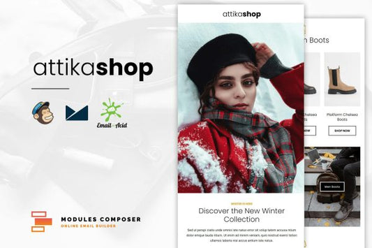 Attika – E-commerce Responsive Email Template Create beautiful responsive e-mail templates for promoting your e-shop, business & services