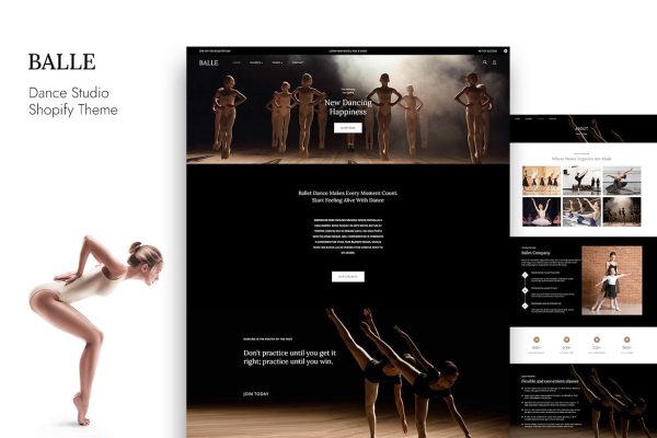 Balle - Course, Class & Dance Studio Shopify Theme Sell Services & Solutions Online Classes, Tutor, Training & Education Shopify eCommere Template.